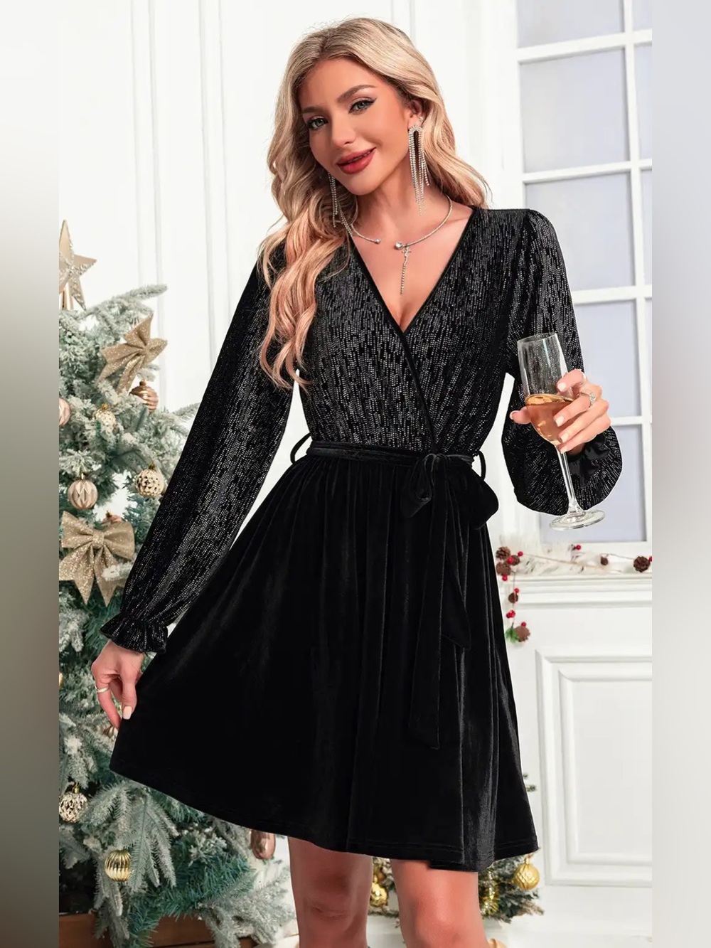 Jj’s House Black Sequin Mini Dress NWT Womens Large